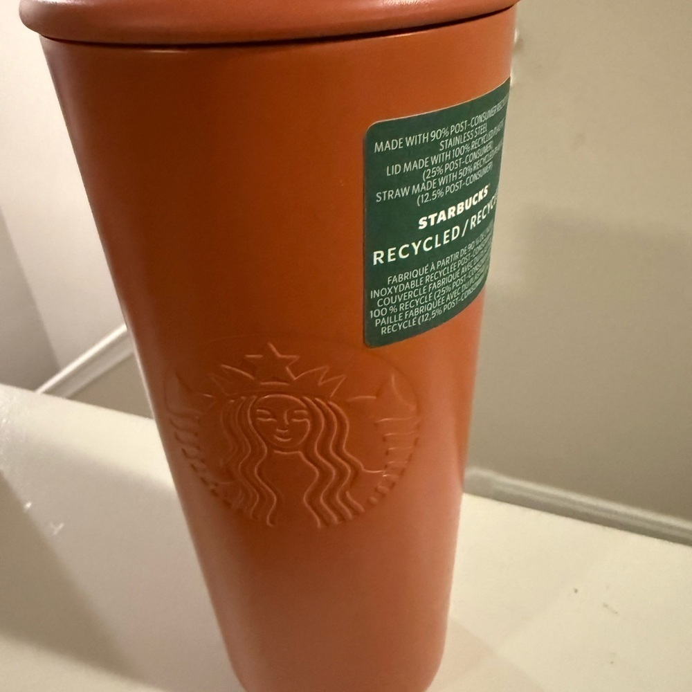 Starbucks 2024 Terracotta Recycled Stainless Steel Triangle Tumbler 24oz